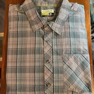 Magellan Mens Shirt Adventure Gear Classic Fit Long Sleeve Plaid Button XXL